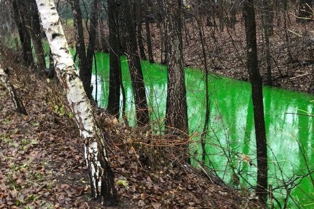 В Уфе прокуратура установила причину зеленого цвета воды в овраге