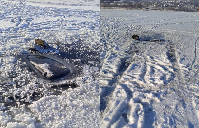 В Белорецке подо льдом нашли затонувший автомобиль